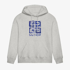 Blue Square Print Hoodie