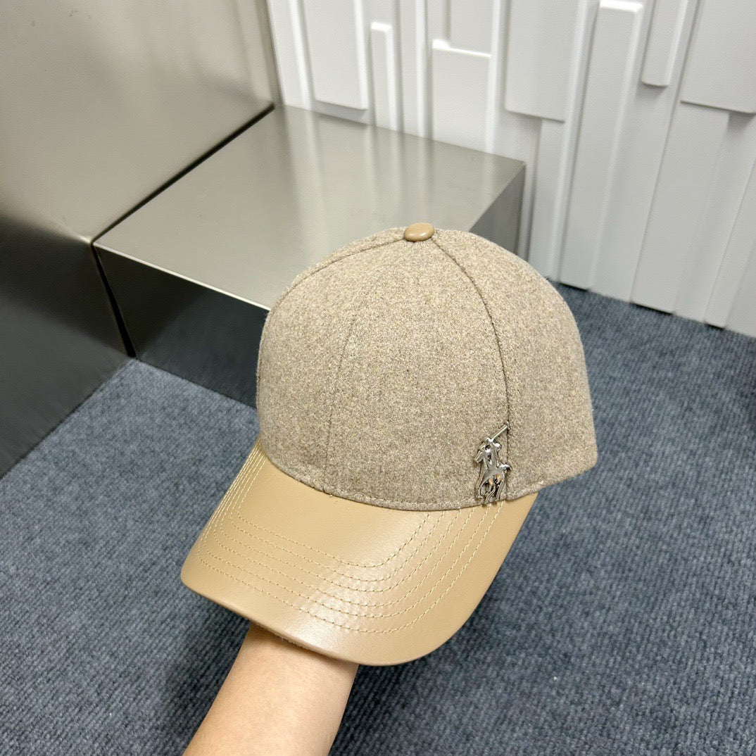 Wool blend patchwork baseball cap