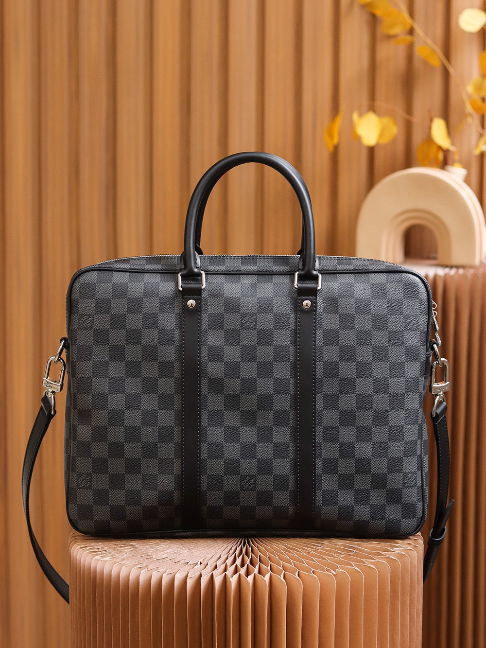 Classic Checkered Briefcase