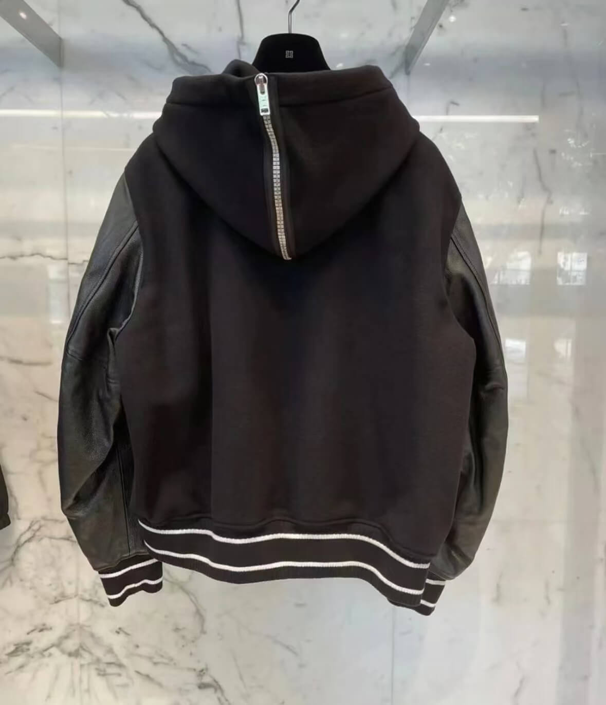 Paneled zip-up hooded jacket