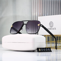 Square Round-frame Aviator Sunglasses