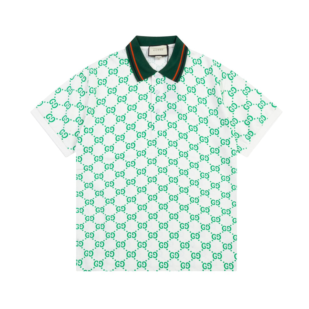 Cotton Vintage Print Polo Shirt