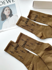 Brown Classic Letters Socks