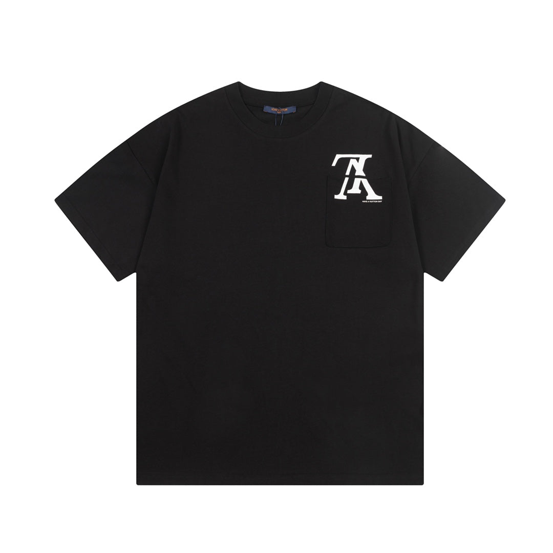 Pocket Reverse Letter Print  T Shirt